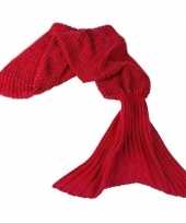Rode gebreide zeemeermin deken voor meisjes 140 cm