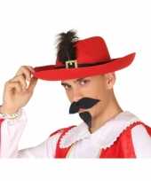 Rode musketier verkleed hoed voor volwassenen