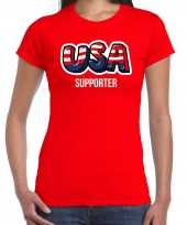 Rood t-shirt usa amerika supporter ek wk voor dames