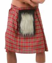 Schotse verkleed kilt rood met bontje voor heren