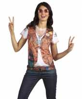 Shirt met hippie vrouw opdruk