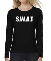 Swat tekst t-shirt long sleeve zwart voor dames