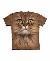 T shirt voor volwassenen met de afdruk van een bruine kat