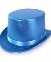 Turquoise blauwe hoge hoed metallic voor volwassenen