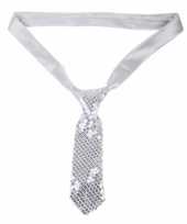 Zilveren stropdas glitter kort
