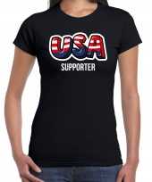 Zwart t-shirt usa amerika supporter ek wk voor dames