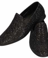 Zwarte glitter disco instap schoenen voor heren